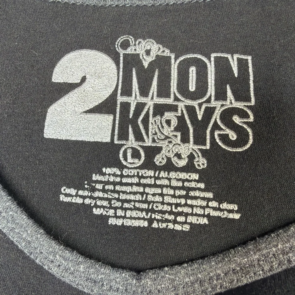 2 Mon Keys Bass Life Tank Top Men's L Black Graphic Sleeveless Cotton Blend - Picture 3 of 6